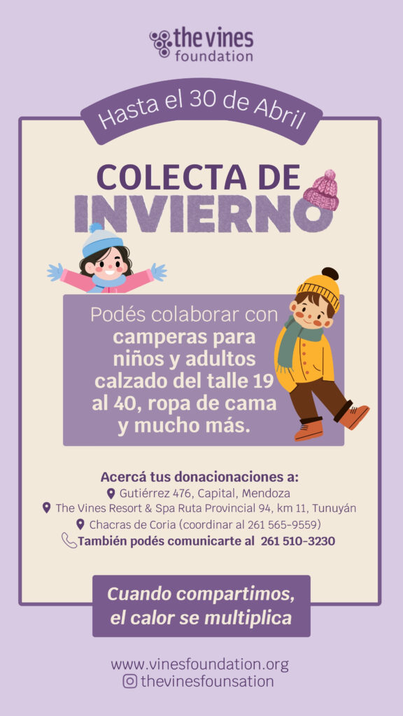 flyer colecta invierno 2025 The Vines Foundation